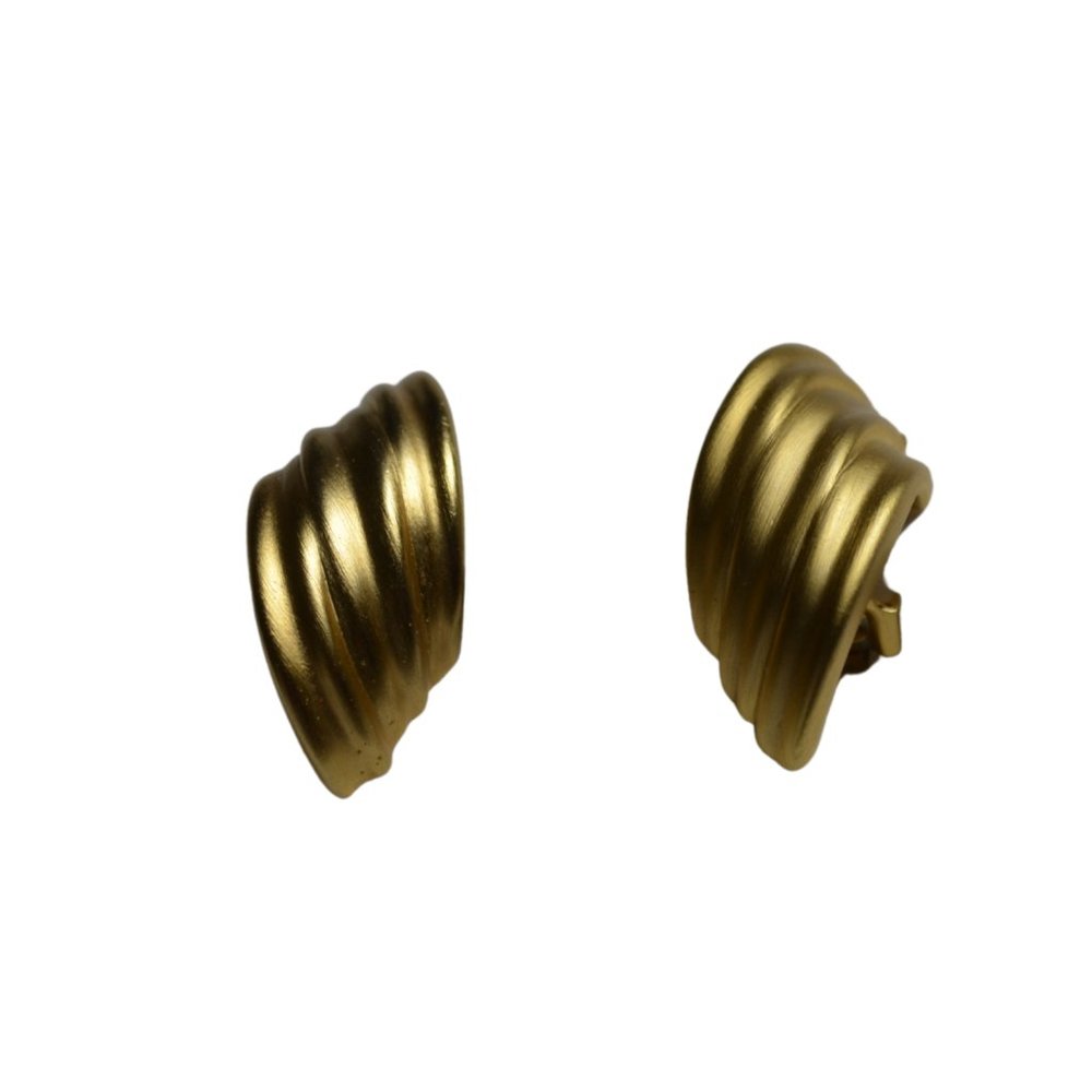 Vintage Brushed Gold-Tone Clip On Earrings